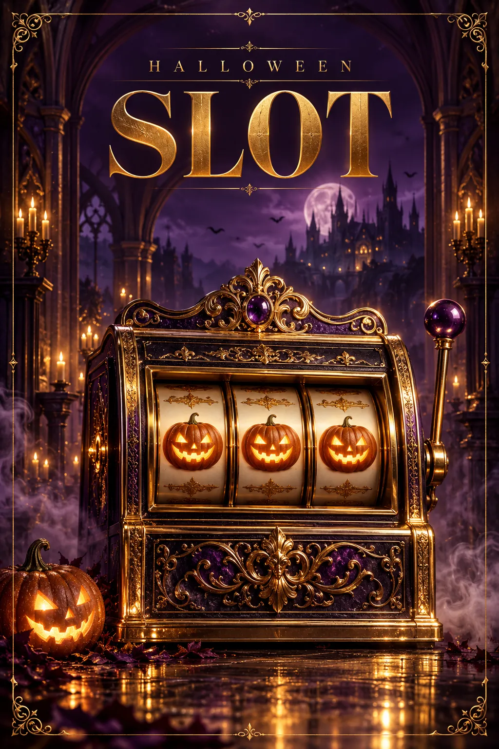 Ilustrasi mesin slot bertema Halloween